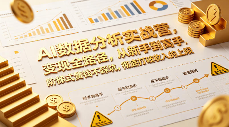 AI数据分析实战营,变现全路径,从新手到高手,阶梯式賺钱不踩坑,彻底打破收入的上限-优优云网创