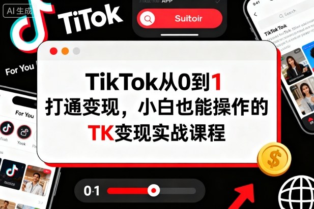 TikTok从0到1打通变现，小白也能操作的TK变现实战课程-优优云网创
