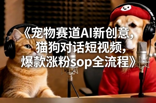 宠物赛道AI新创意,猫狗对话短视频,爆款涨粉sop全流程