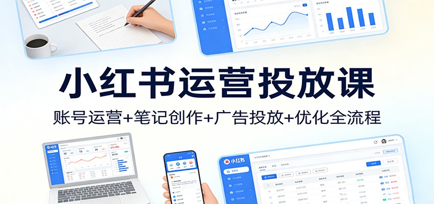 小红书运营投放课：账号运营+笔记创作+广告投放+优化全流程-优优云网创