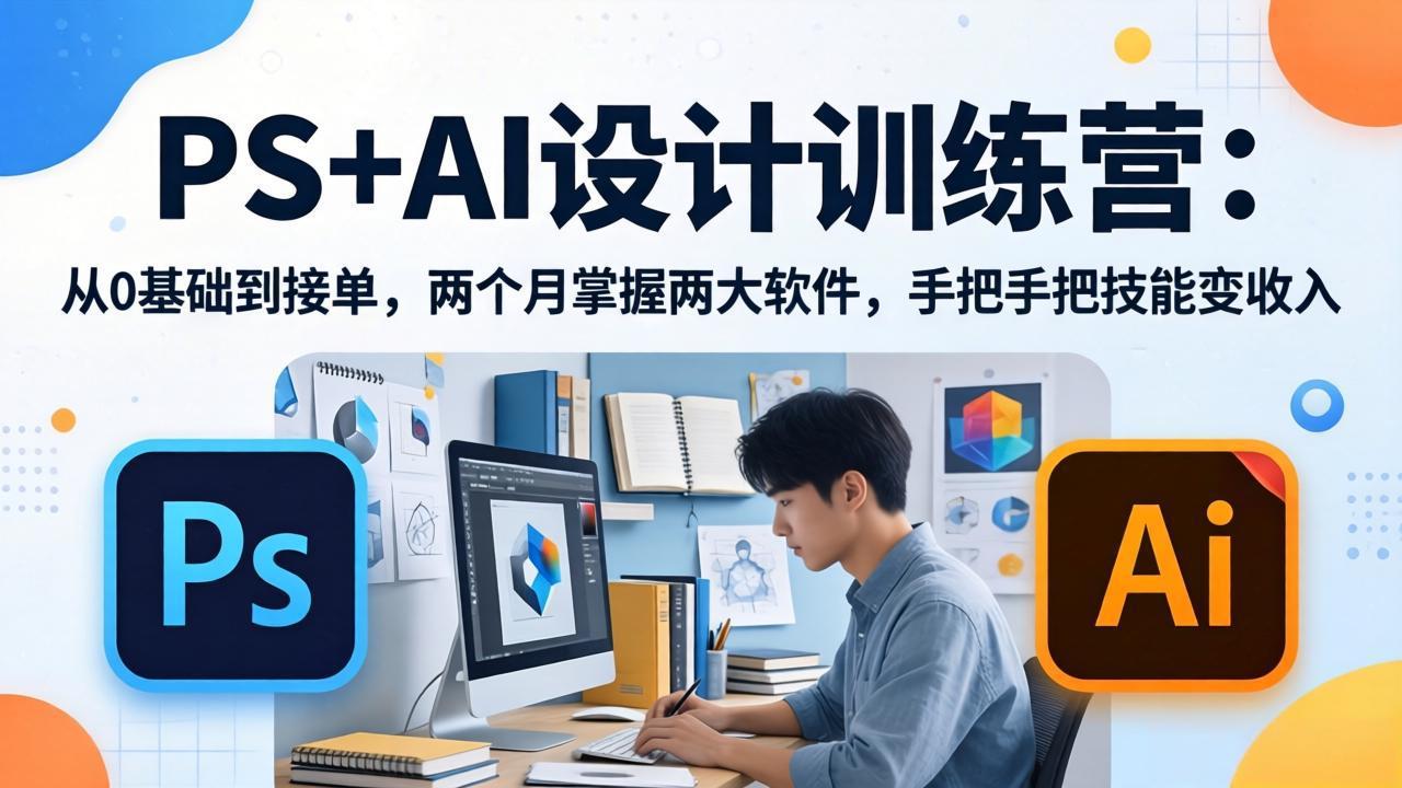 PS+AI设计训练营：从0基础到接单，两个月掌握两大软件，手把手把技能变收入-优优云网创
