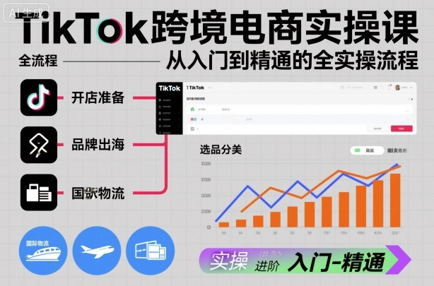 TikTok跨境电商实操课，从入门到精通的全实操流程-优优云网创