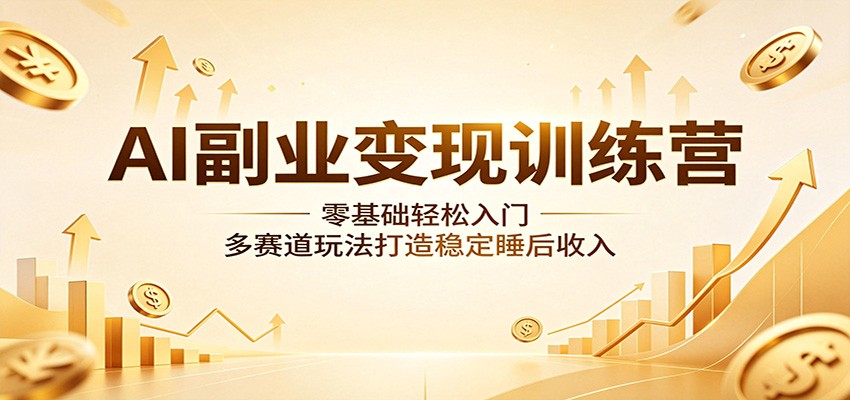 AI副业变现训练营：零基础轻松入门，多赛道玩法打造稳定睡后收入-优优云网创