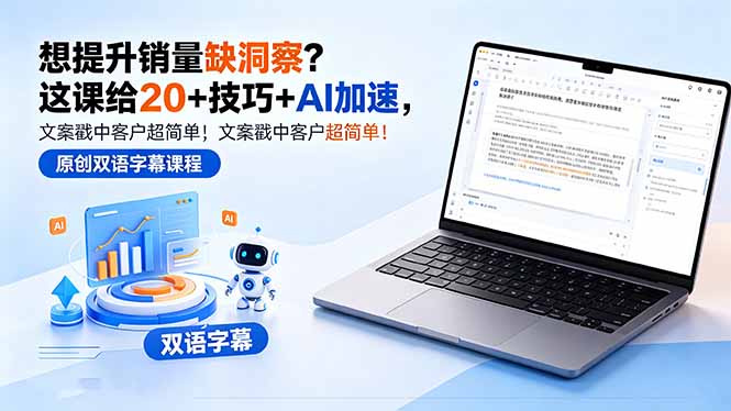想提升销量缺洞察?这课给 20 + 技巧 + AI 加速,文案戳中客户超简单!【原创双语字幕】-优优云网创