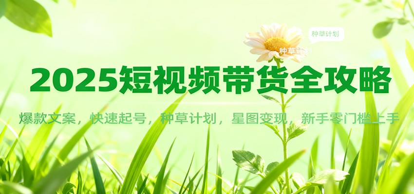 2025短视频带货全攻略：爆款文案，快速起号，种草计划，星图变现，新手零门槛上手-优优云网创