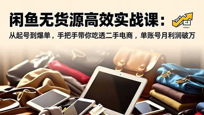闲鱼无货源高效实战课：从起号到爆单，手把手带你吃透二手电商，单账号月利润破万-优优云网创