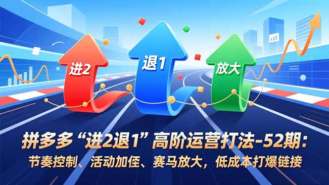 拼多多“进2退1”高阶运营打法-52期:节奏控制、活动加权、赛马放大,低成本打爆链接-优优云网创