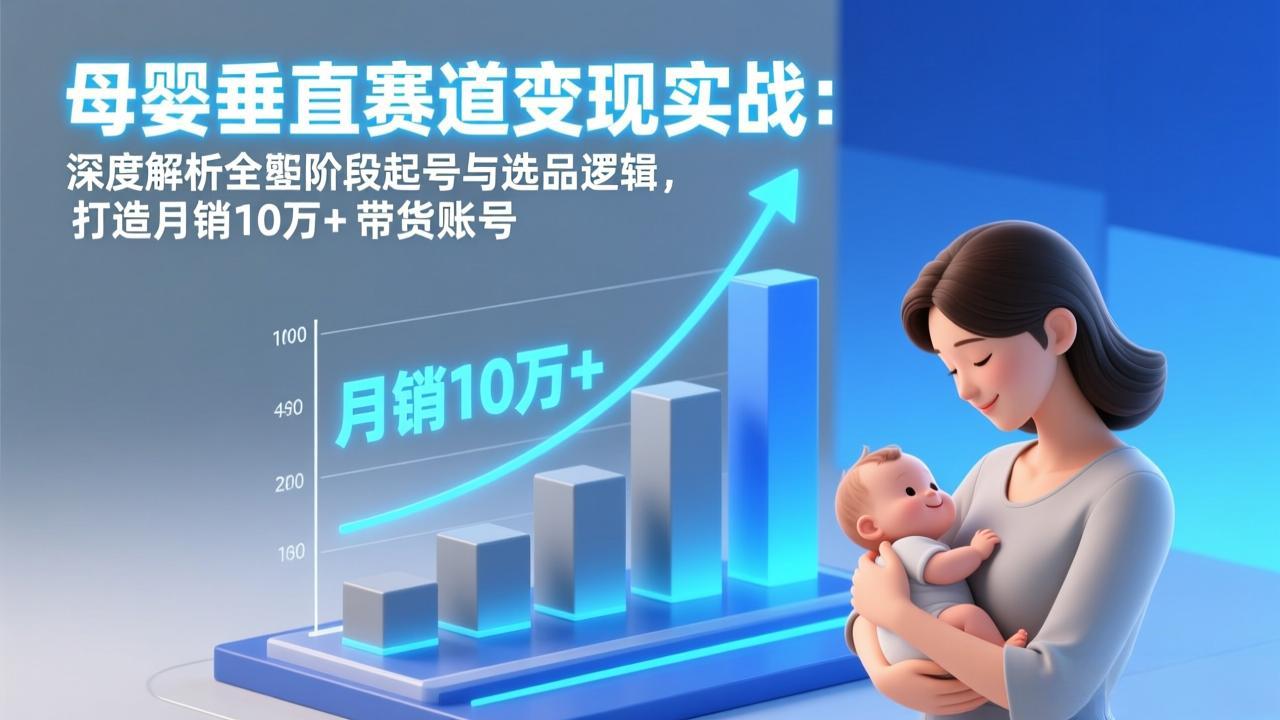 母婴垂直赛道变现实战：深度解析三大阶段起号与选品逻辑，打造月销10万+带货账号-优优云网创