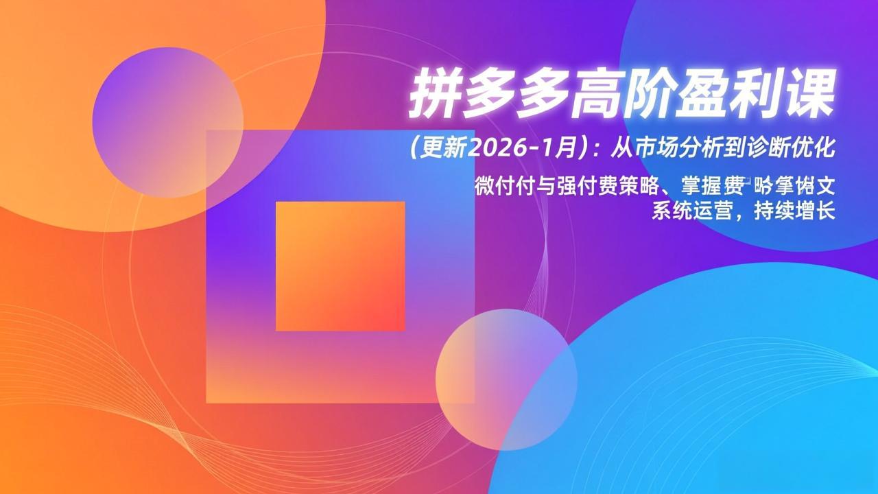 拼多多高阶盈利课(更新2026-1月-优优云网创