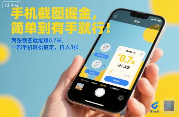 手机截图掘金,简单到有手就行!两张截图就能賺0.7米,一部手机轻松搞定,日入3张【揭秘】-优优云网创