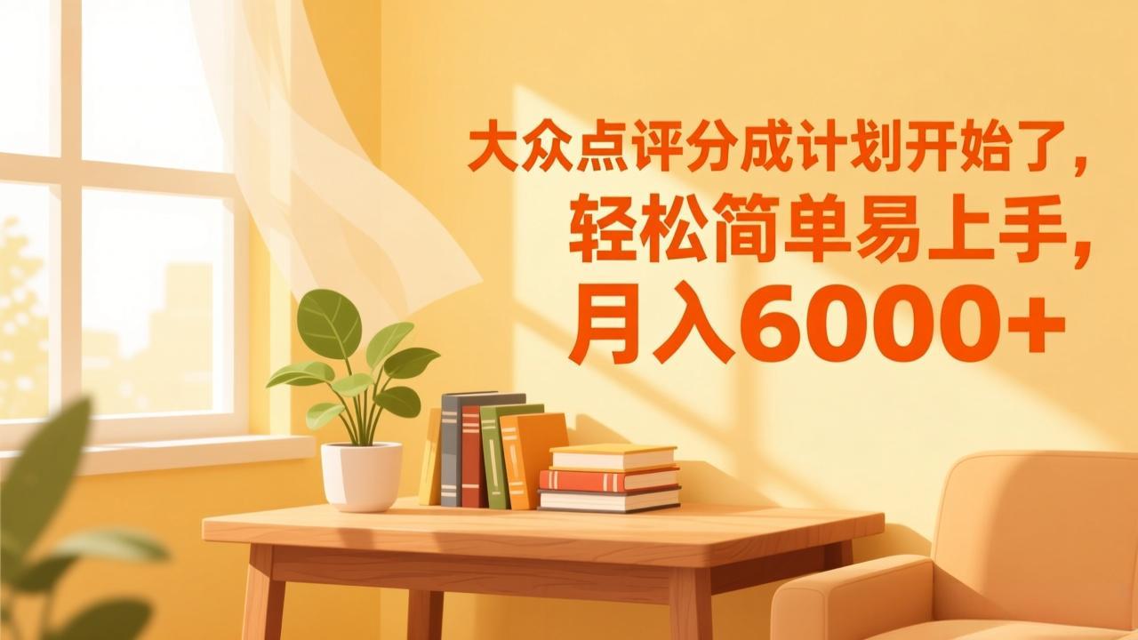 大众点评分成计划开始了，轻松简单易上手，月入6000+-优优云网创