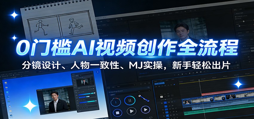 0门槛AI视频创作全流程：分镜设计、人物一致性、MJ实操，新手轻松出片-优优云网创