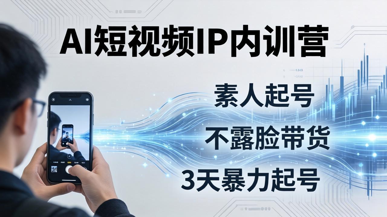 2026AI短视频IP内训营：从素人起号到不露脸带货，3天暴力起号全流程拆解-优优云网创