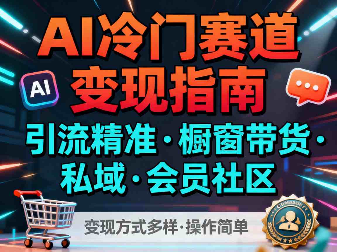 AI冷门赛道，引流精准，橱窗带货+私域+会员社区，变现方式多样，操作简单-优优云网创