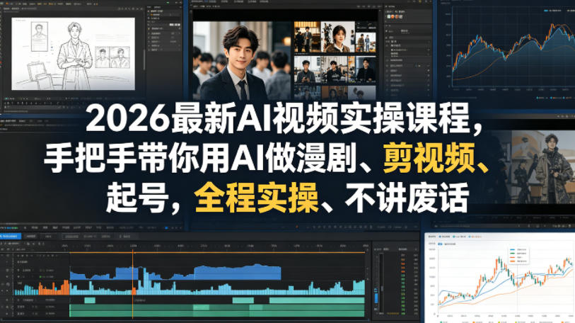 2026最新AI视频实操课程，手把手带你用AI做漫剧、剪视频、起号，全程实操、不讲废话-优优云网创