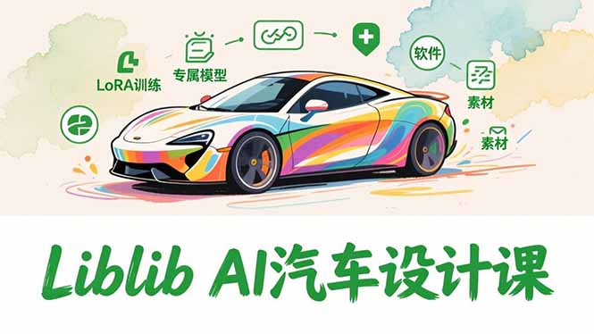 2025Liblib AI汽车设计课，文生图入门、LoRA训练、专属模型，快速上手【实战+解说+软件+素材】-优优云网创
