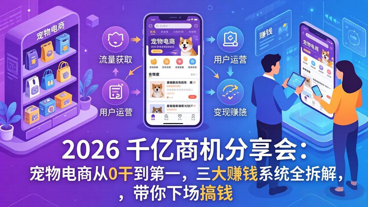 2026 千亿商机分享会：宠物电商从0干到第一，三大赚钱系统全拆解，带你下场搞钱-优优云网创