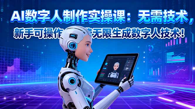 AI数字人制作实操课：无需技术，新手可操作，免费无限生成数字人技术！-优优云网创