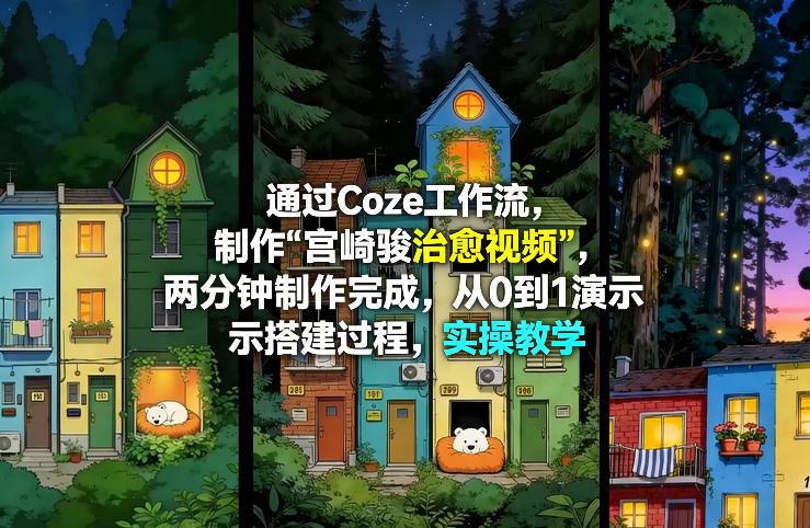 通过Coze工作流制作《宫崎骏治愈视频》,两分钟制作完成,从0到1演示搭建过程,实操教学-优优云网创