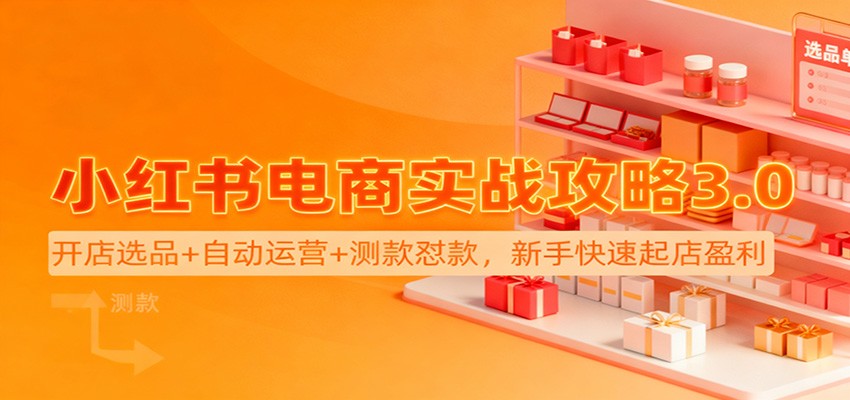 小红书电商实战攻略3.0：开店选品+自动运营+测款怼款，新手快速起店盈利-优优云网创